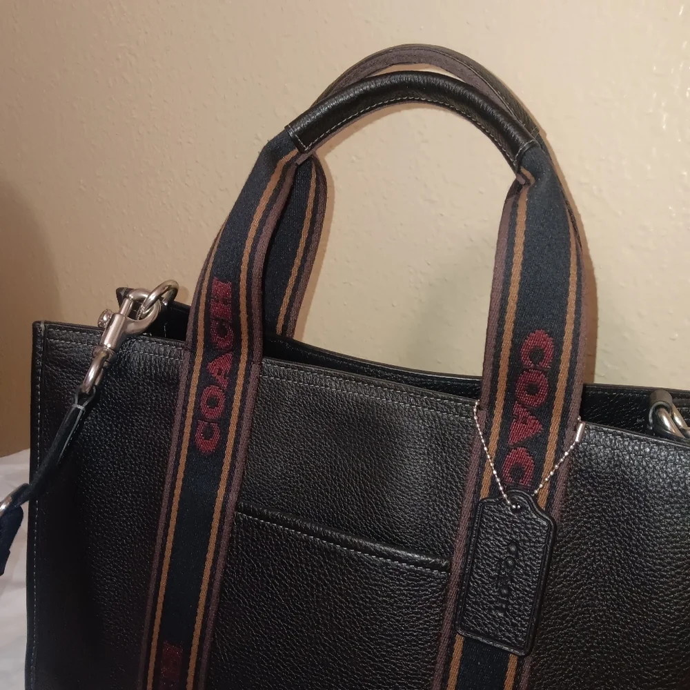 Coach Black and Brown Leather Smith Tote - Picture 2 of 12